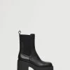 Heel Leather Ankle Boot Black