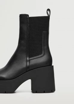 Heel Leather Ankle Boot Black -Mango Shoes Sales unnamed file 1010