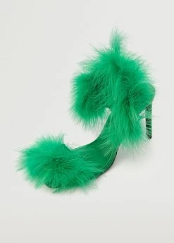 Heeled Feathered Sandals Green -Mango Shoes Sales unnamed file 1013