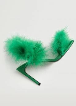 Heeled Feathered Sandals Green -Mango Shoes Sales unnamed file 1015