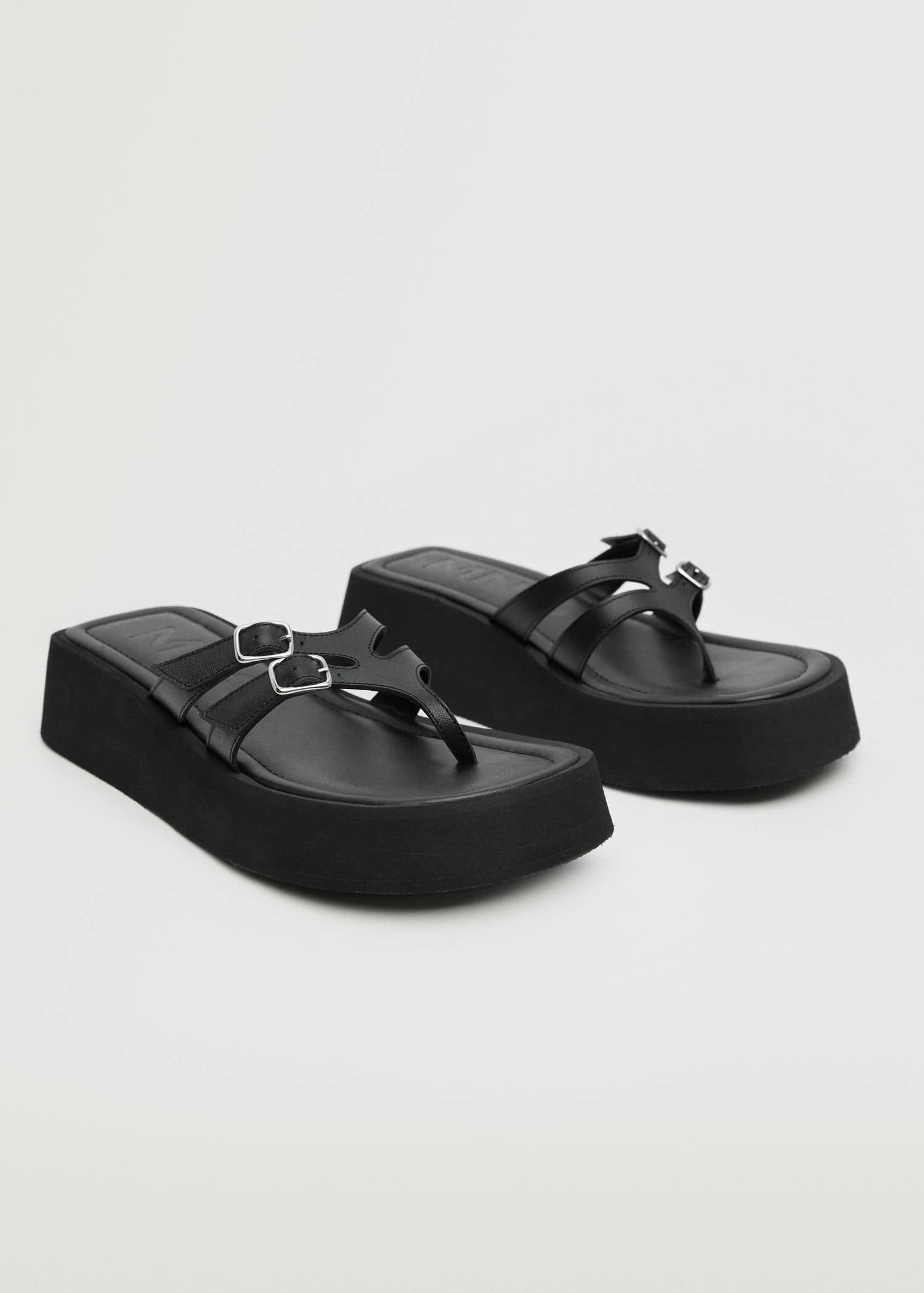 Platform Leather Sandals Black 5 Platform Leather Sandals Black - Image 3