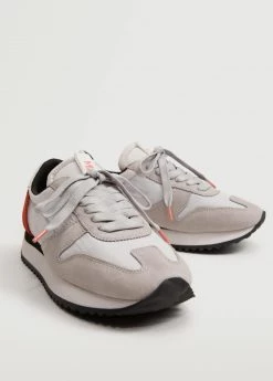 Lace-up Leather Sneakers Grey -Mango Shoes Sales unnamed file 1048