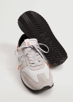 Lace-up Leather Sneakers Grey -Mango Shoes Sales unnamed file 1052