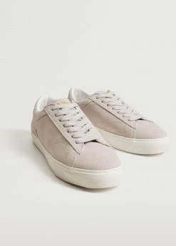 Lace-up Leather Sneakers Light Heather Grey -Mango Shoes Sales unnamed file 1077