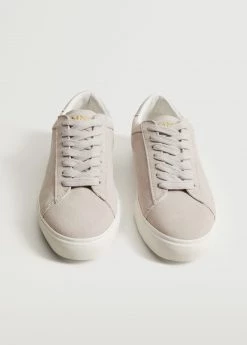 Lace-up Leather Sneakers Light Heather Grey -Mango Shoes Sales unnamed file 1079
