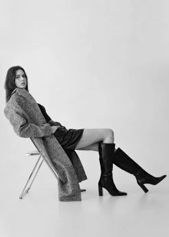 High Heel Leather Boot Black