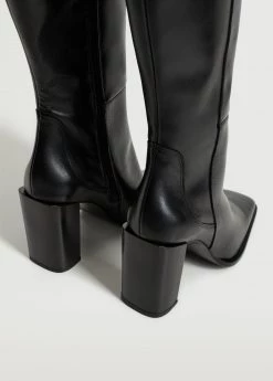 High Heel Leather Boot Black -Mango Shoes Sales unnamed file 1108