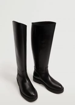Leather Boots With Tall Leg Black -Mango Shoes Sales unnamed file 1116