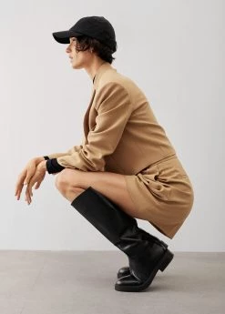 Leather Boots With Tall Leg Black -Mango Shoes Sales unnamed file 1119