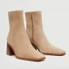 Heel Leather Ankle Boot Sand
