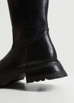 Leather Boots With Tall Leg Black -Mango Shoes Sales unnamed file 1137