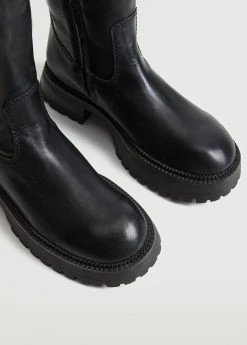 Leather Boots With Tall Leg Black -Mango Shoes Sales unnamed file 1138