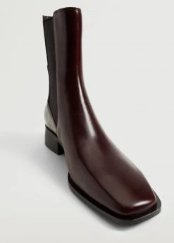 Leather Chelsea Ankle Boots Burgundy -Mango Shoes Sales unnamed file 1142