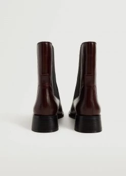 Leather Chelsea Ankle Boots Burgundy -Mango Shoes Sales unnamed file 1144