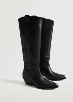 Cowboy Leather Boots Black -Mango Shoes Sales unnamed file 1174