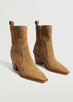 Heel Leather Ankle Boot Medium Brown -Mango Shoes Sales unnamed file 1192