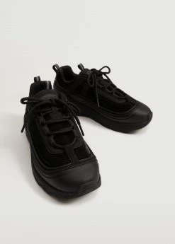 Lace-up Mixed Sneakers Black -Mango Shoes Sales unnamed file 1229