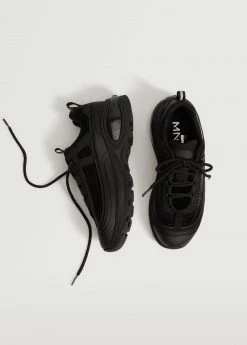 Lace-up Mixed Sneakers Black -Mango Shoes Sales unnamed file 1231