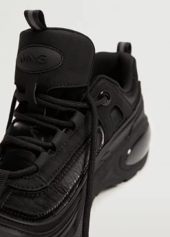 Lace-up Mixed Sneakers Black -Mango Shoes Sales unnamed file 1236