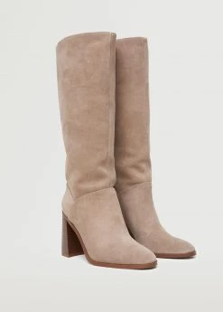 High Heel Leather Boot Light/pastel Grey -Mango Shoes Sales unnamed file 1355