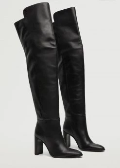 High Heel Leather Boot Black -Mango Shoes Sales unnamed file 1363