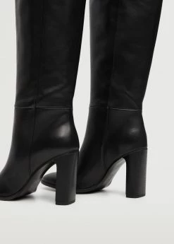 High Heel Leather Boot Black -Mango Shoes Sales unnamed file 1364