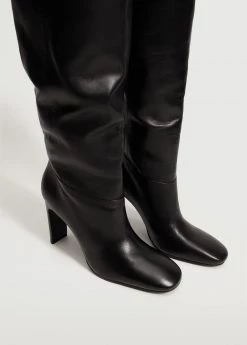 Leather Boots With Tall Leg Black -Mango Shoes Sales unnamed file 1408