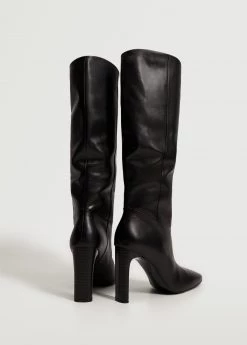 Leather Boots With Tall Leg Black -Mango Shoes Sales unnamed file 1409
