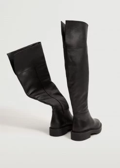 Leather Boots With Tall Leg Black -Mango Shoes Sales unnamed file 1421