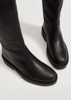 Leather Boots With Tall Leg Black -Mango Shoes Sales unnamed file 1422