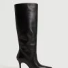 High Heel Leather Boot Black -Mango Shoes Sales unnamed file 1427