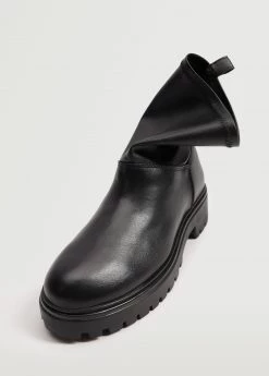 Serrated Sole Leather Ankle Boot Black -Mango Shoes Sales unnamed file 1489