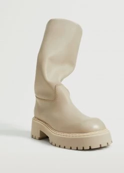 Leather Boots With Tall Leg Off White -Mango Shoes Sales unnamed file 1495