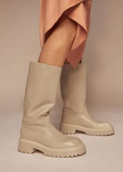 Leather Boots With Tall Leg Off White -Mango Shoes Sales unnamed file 1500
