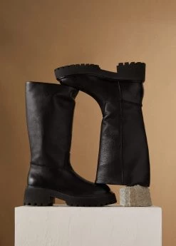 Leather Boots With Tall Leg Off White -Mango Shoes Sales unnamed file 1505