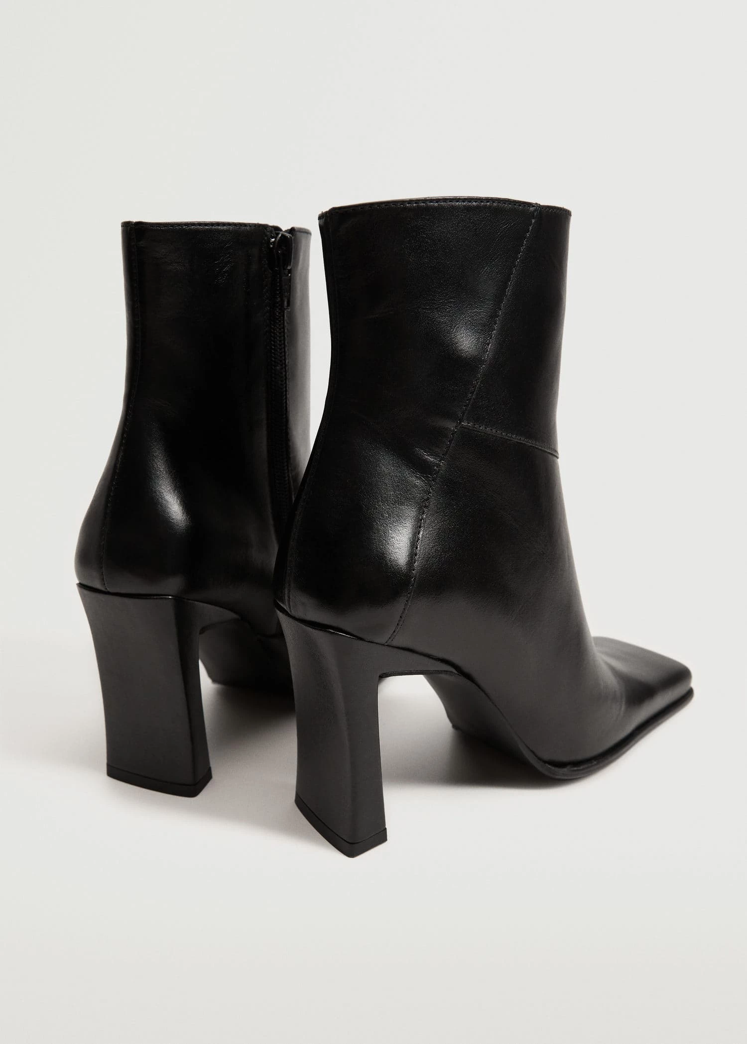 Squared Toe Leather Ankle Boots Black 6 Squared Toe Leather Ankle Boots Black - Image 4