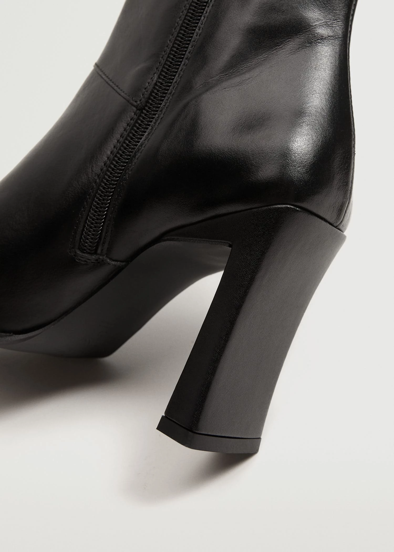 Squared Toe Leather Ankle Boots Black 7 Squared Toe Leather Ankle Boots Black - Image 5