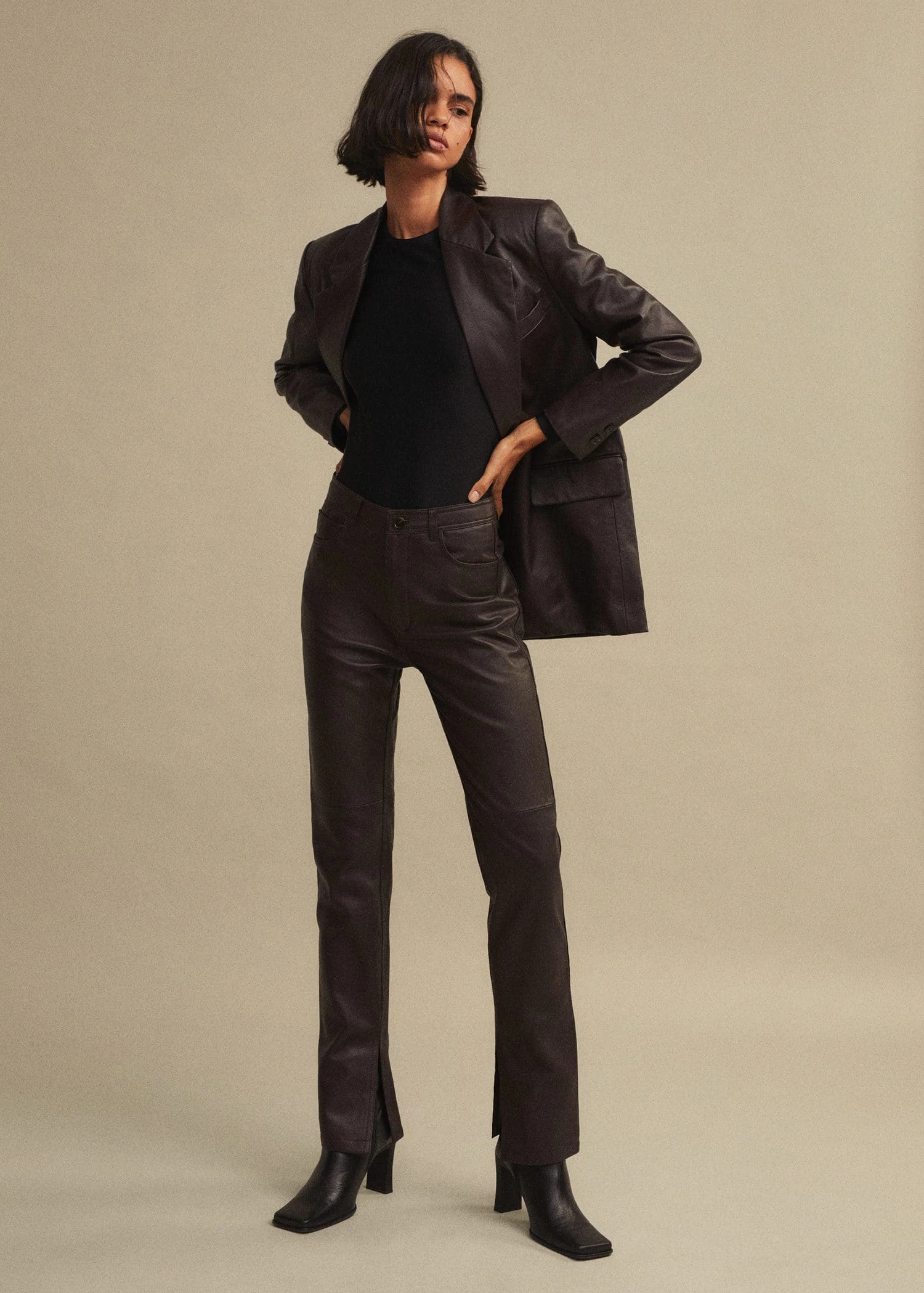 Squared Toe Leather Ankle Boots Black 10 Squared Toe Leather Ankle Boots Black - Image 8