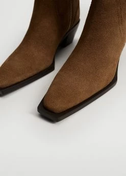 Squared Toe Leather Ankle Boots Black -Mango Shoes Sales unnamed file 1525