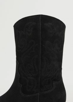 Mango Teen Cowboy Leather Boots Black -Mango Shoes Sales unnamed file 1610