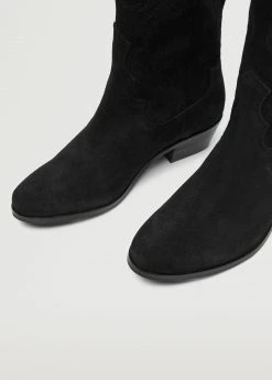 Mango Teen Cowboy Leather Boots Black -Mango Shoes Sales unnamed file 1611