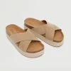 Mango Teen Esparto Leather Sandals Beige