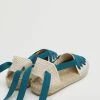 Mango Kids Lace-up Linen Espadrilles Pastel Green