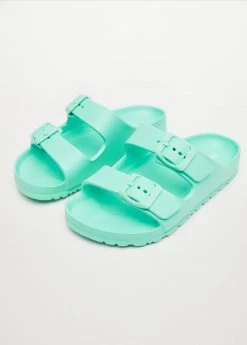 Mango Kids Flip Flops Buckles Pastel Green
