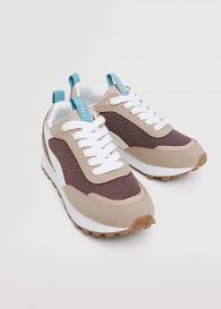 Mango Kids Lace-up Mixed Sneakers Pale Pink