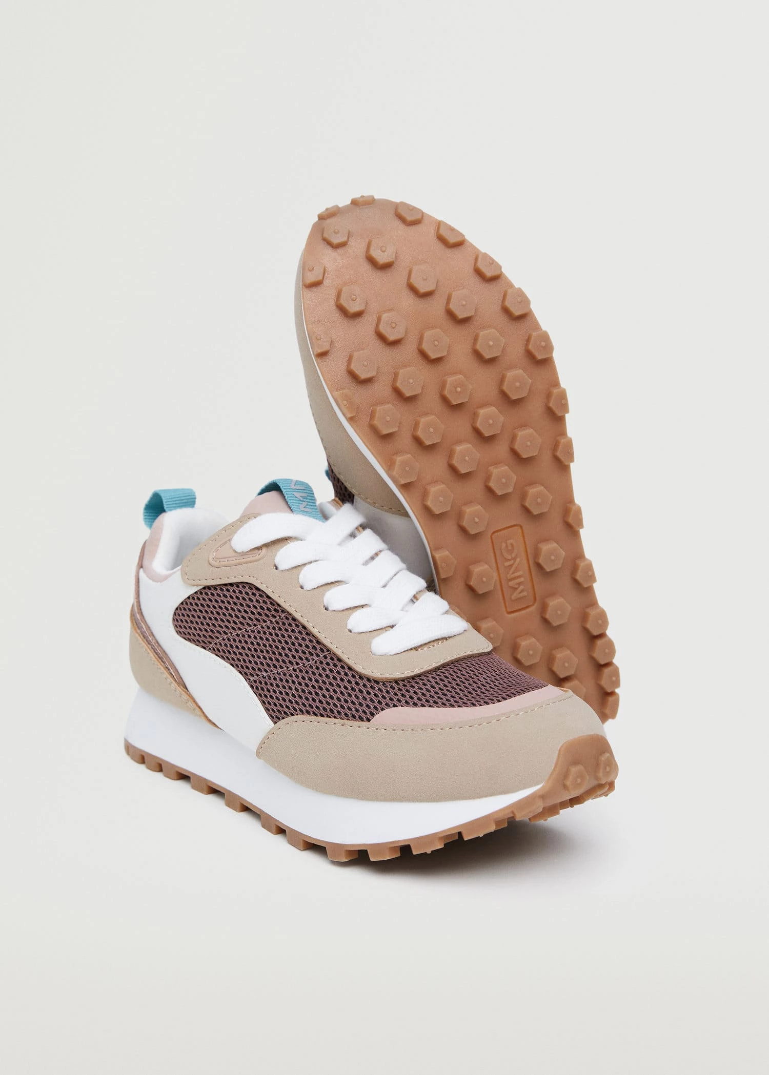 Mango Kids Lace-up Mixed Sneakers Pale Pink 6 Mango Kids Lace-up Mixed Sneakers Pale Pink - Image 4