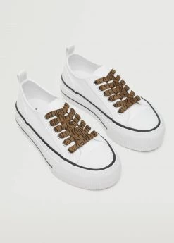 Mango Kids Platform Lace-up Sneakers White