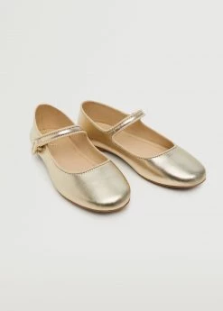 Mango Kids Metallic Finish Ballerinas Gold