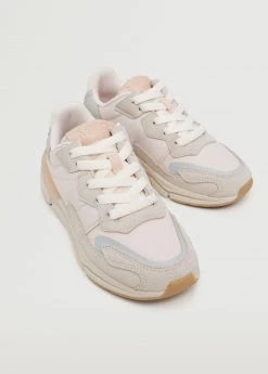 Mango Kids Lace-up Mixed Sneakers White