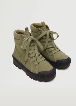 Mango Kids Track Outsole Boots Khaki